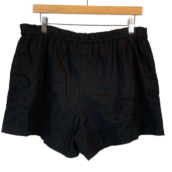 Rag & Bone Embroidered 100% Cotton Drawstring Shorts - Black - size Large - Picture 2 of 6